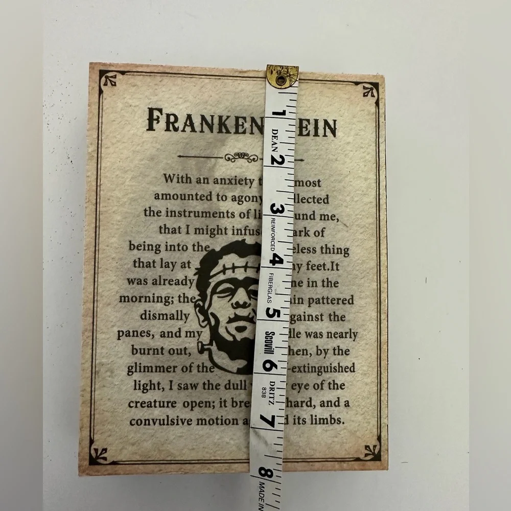 NEW Ashland Halloween Frankenstein Tabletop Décor Vintage Book Page Wall Box 6x8